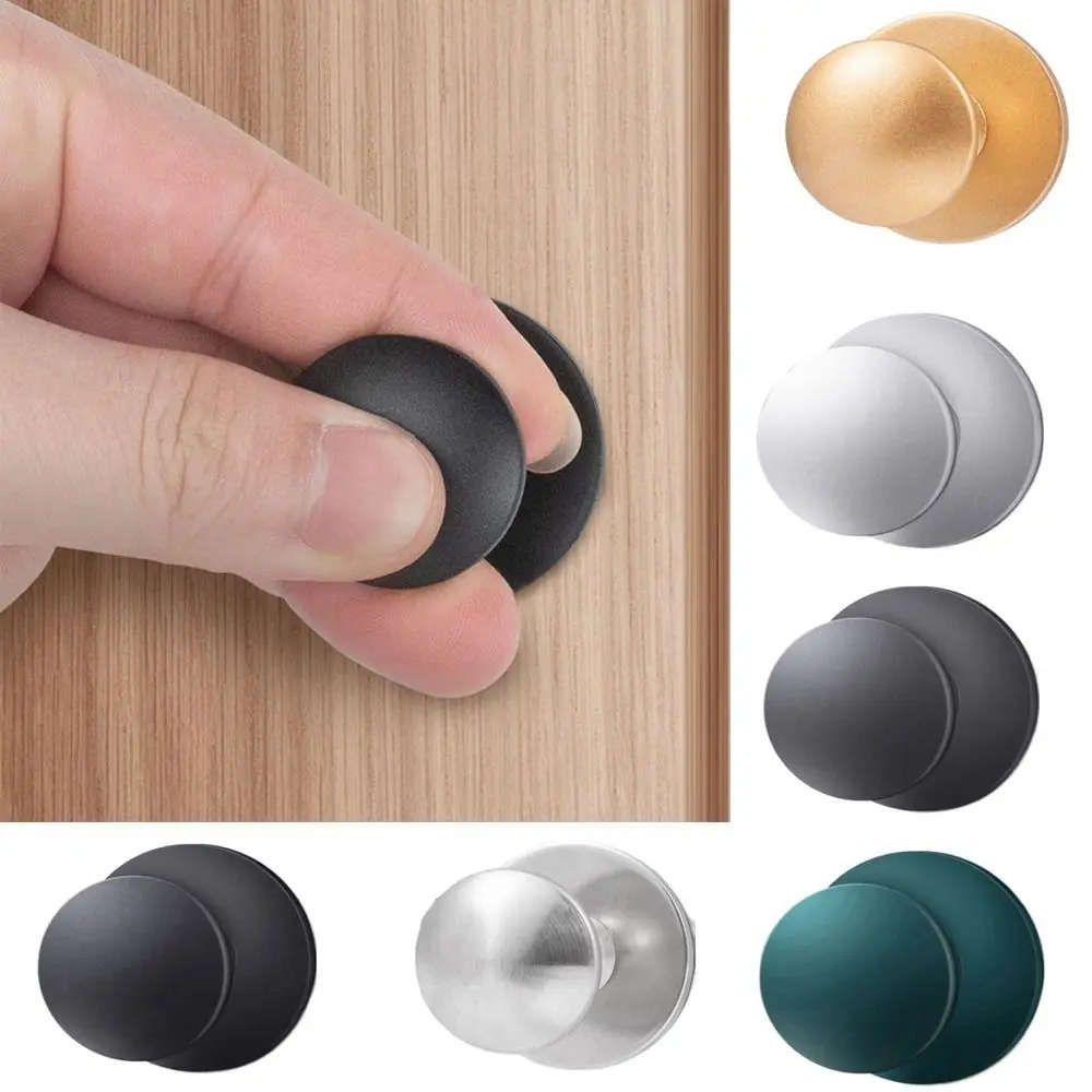 

European-Style Stainless Steel Door Knob Round White Drawer Knob Self-Adhesive Silver Glass Door Pull Cabinet