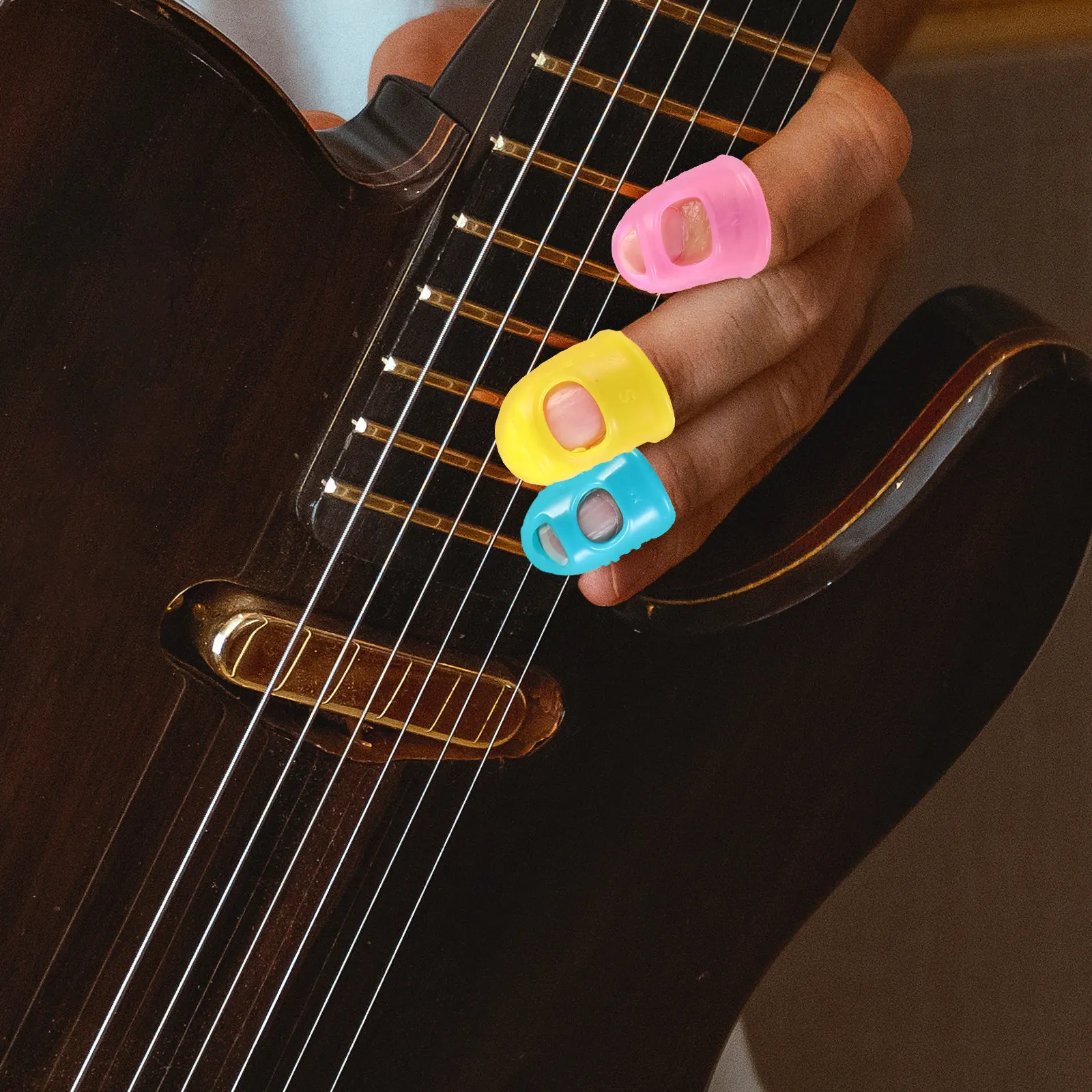 20Pcs Silicone Finger Caps Soft Elastic Fingertip Protectors for Guitarists Musicians Office Work Excellent Grip Protective