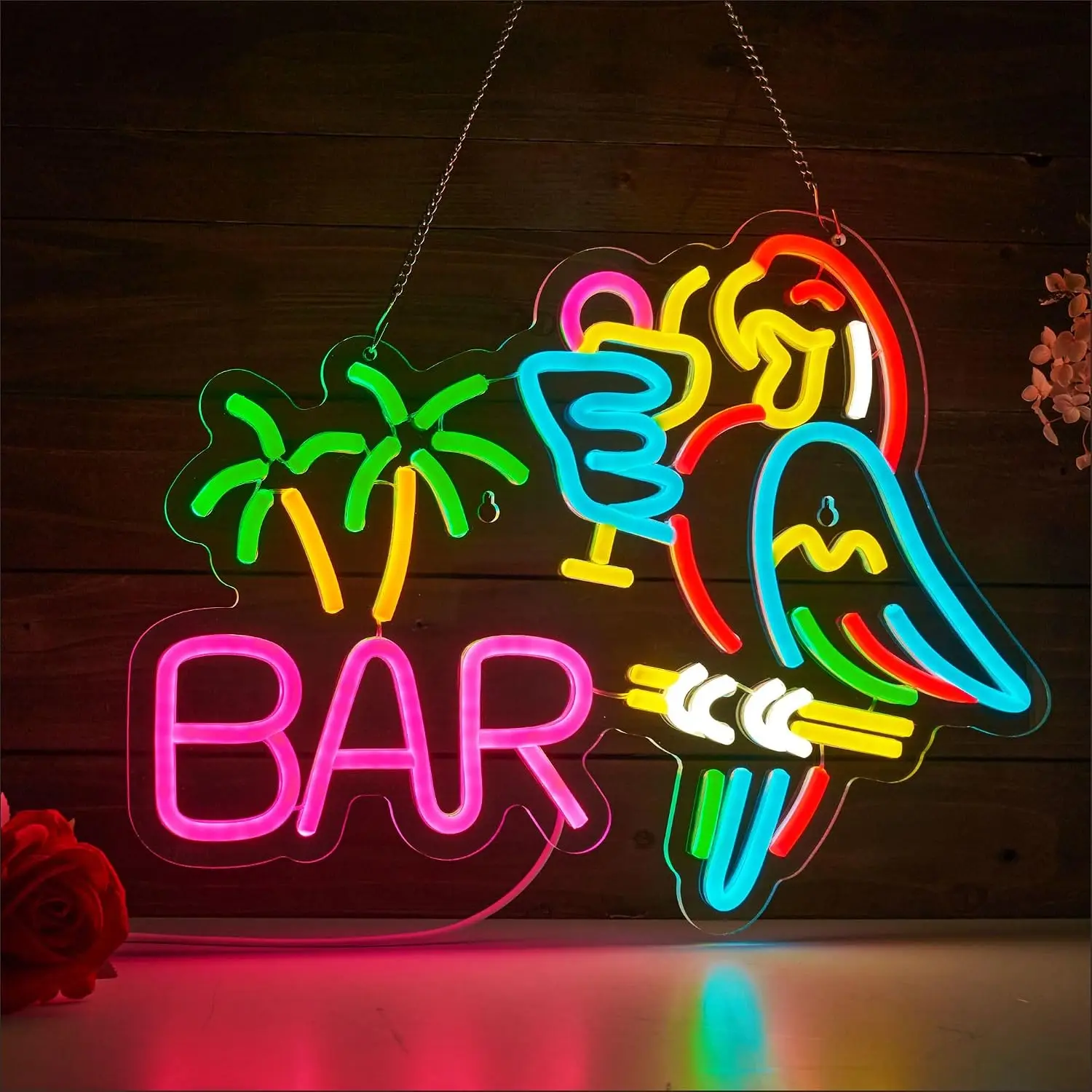 Bar LED Neon Sign USB Powered Wall Light Tropical Art Decor Neon Lamp for Home Pub Man Cave Beach Bar Bedroom Party Holiday Gift