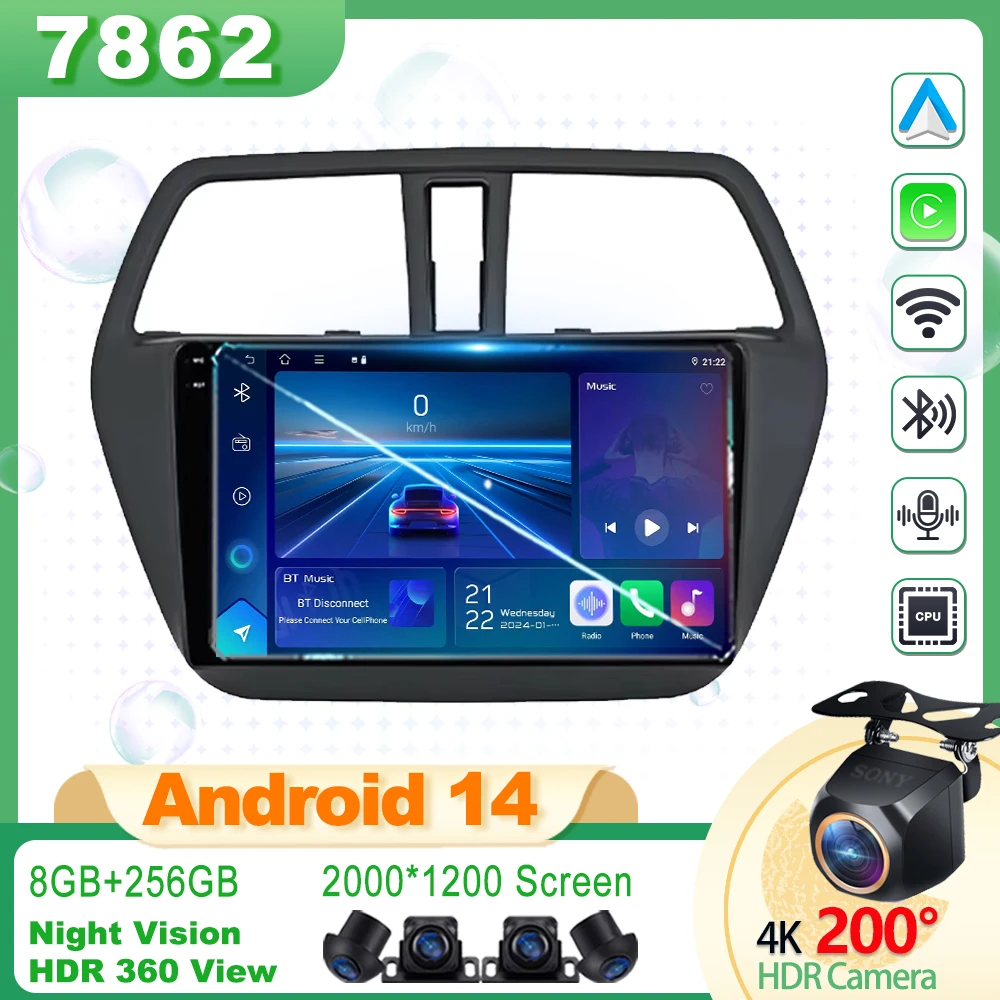 

Car Android Radio For Suzuki SX4 S-Cross 2014-2017 Car Multimedia Player GPS Navigation Car Radio Player Bluetooth 8 Core 5G RDS