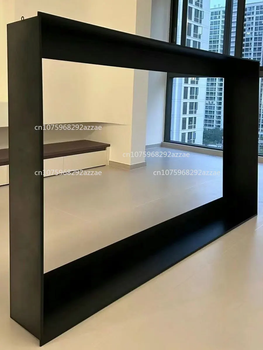 

Stainless steel TV niche embedded living room wall background 75 inch no backplane hollow TV cabinet