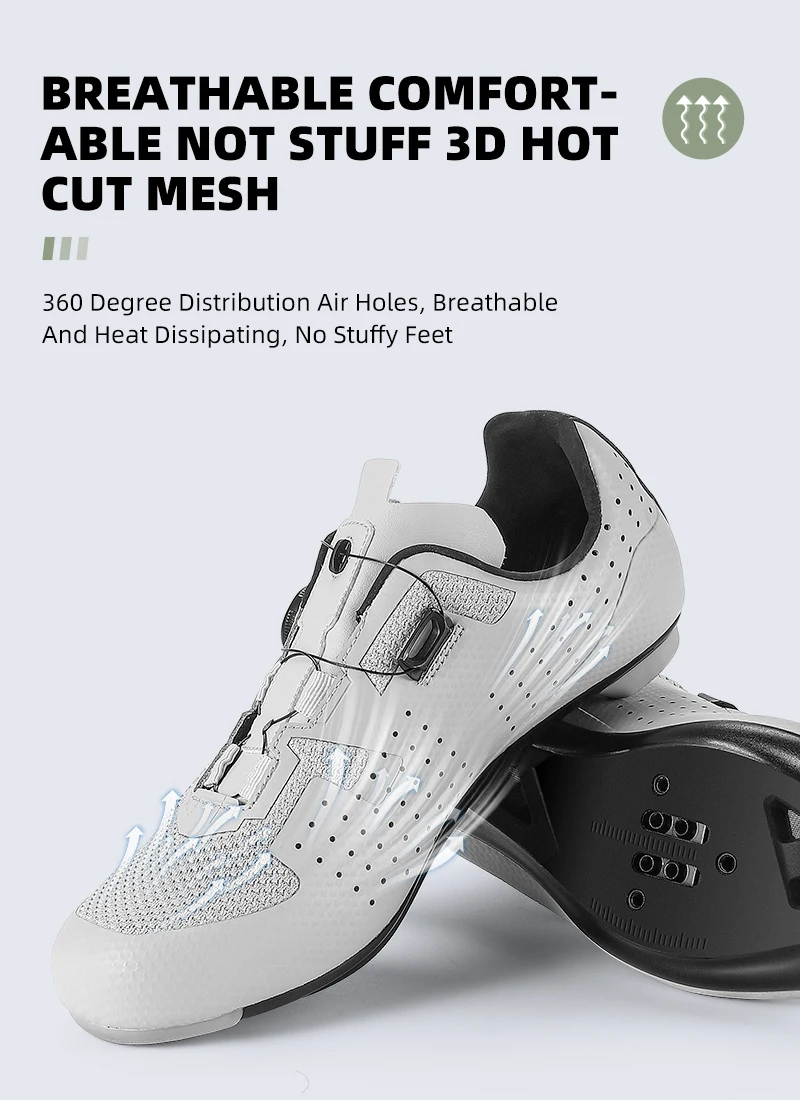 WEST BIKING Fahrradschuhe Herren, selbstsichernde Rennrad- und MTB-Schuhe, Schnellspannknopf, atmungsaktive Nylonsohle, Renn- und Outdoor-Sneaker – Detail 5