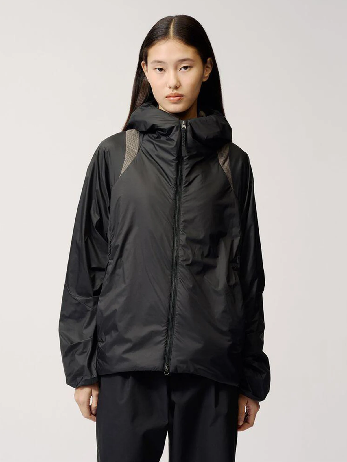 Japanese outdoor mesh cotton clothes, light windproof and warm hooded jacket
