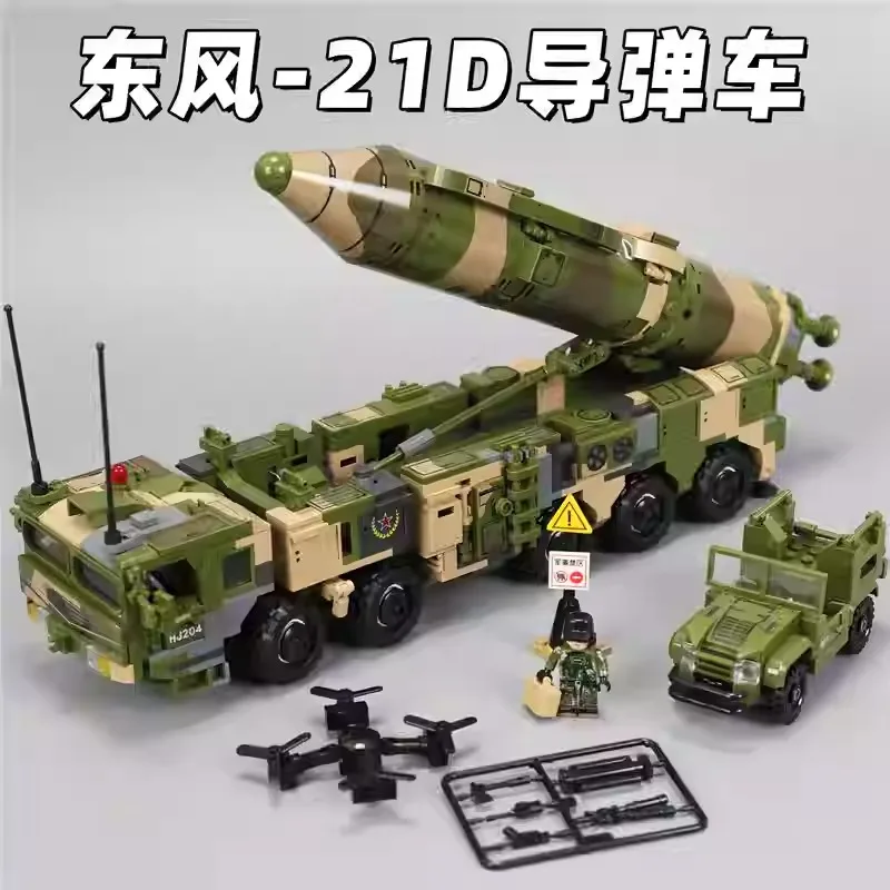 

SEMBO BLOCK Dongfeng 21D Missile Vehicle Assembled Building Blocks Military Model With LED Cool Light Birthday Gift For Boys