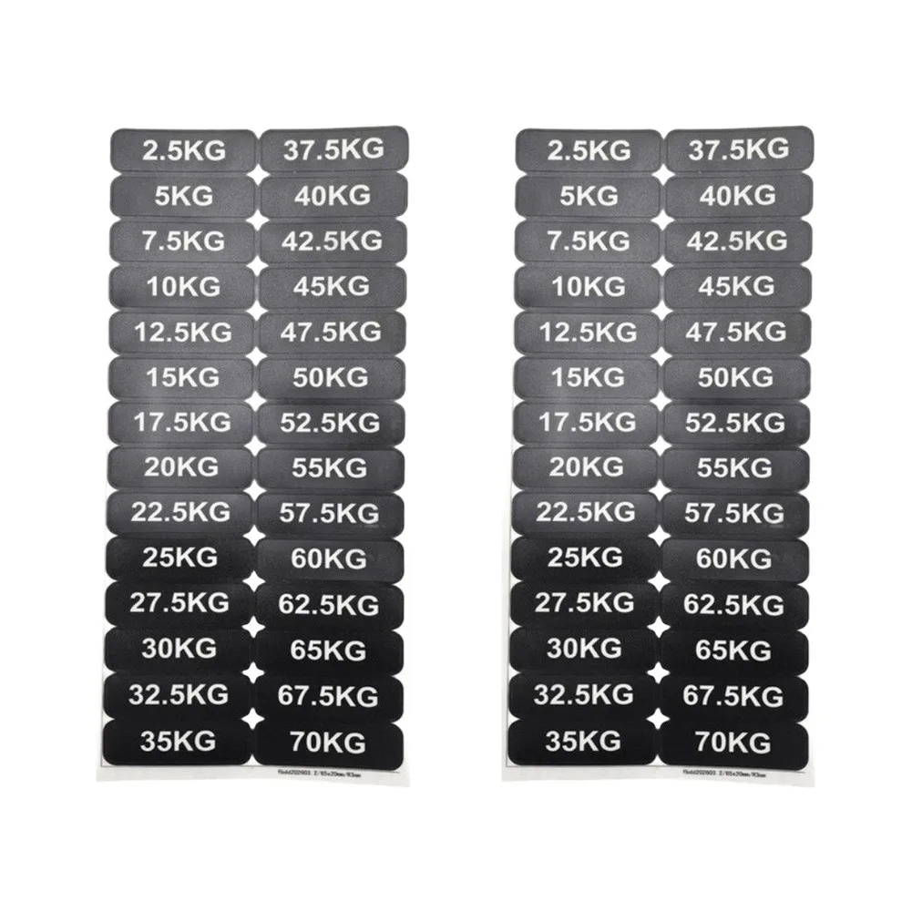 2pcs Gym Weight Stack Labels Plastic Self-Adhesive Stickers for 2.5kg to 70kg Weight Increments Compatible with Metal Surfaces