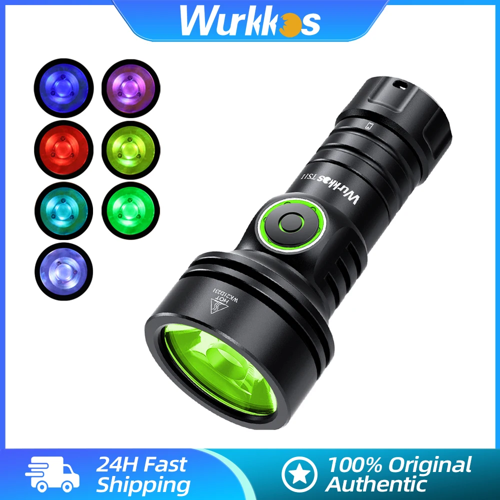 Wurkkos TS11 18350 EDC Mini RGB Auxiliary Flashlight Powerful 2000LM USB-C Rechargeable SFT40 Torch IP68 Work Light Anduril 2.0