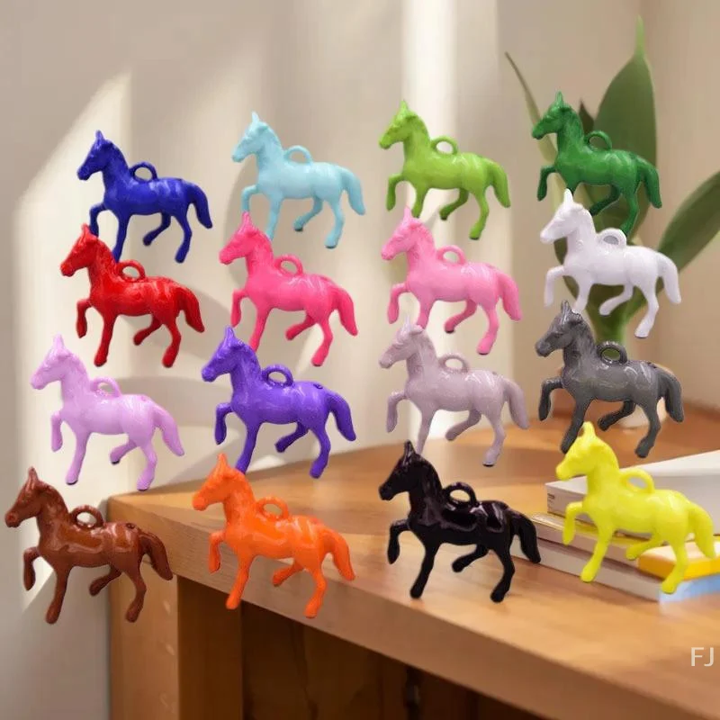 Set of 10 UV Acrylic Horse Charms, Glossy Finish in Vibrant Colors for DIY Jewelry Needs
