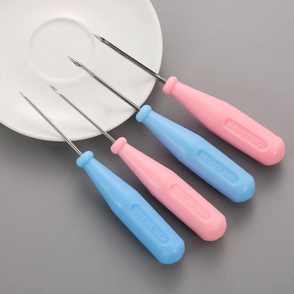 1/2PCS Steel Stitcher Sewing Awl Shoes Bags Hole Hook DIY Handmade Leather Tool Plastic Handle Cone Needle Shoe Repair Needles