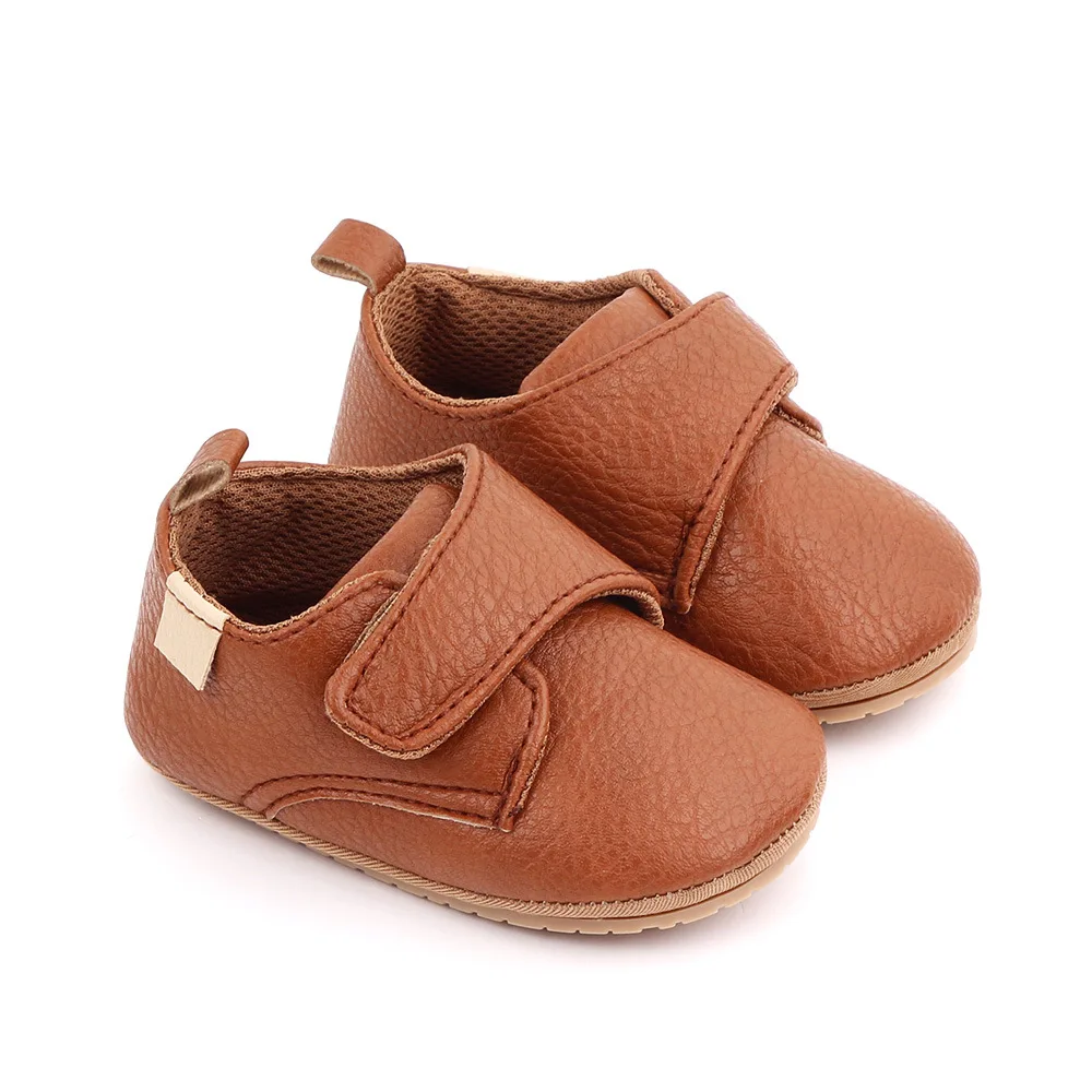 Meckior Newborn Baby Shoes Baby Boy Girl Shoes Classic Leather Rubber Sole Anti-slip Toddler First Walkers Infant Girl Shoes