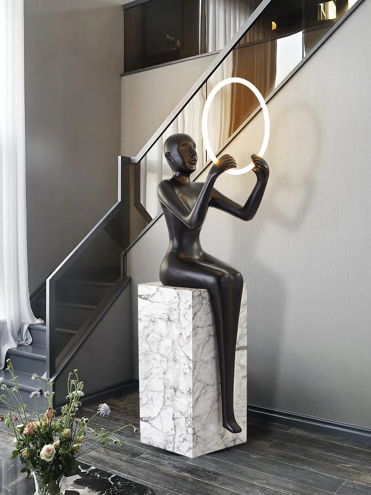 

Welcome Figure Sculpture Floor Lamp Abstract Humanoid Home Furnishing Exhibition Hall Sales Department Hotel Soft Decoration