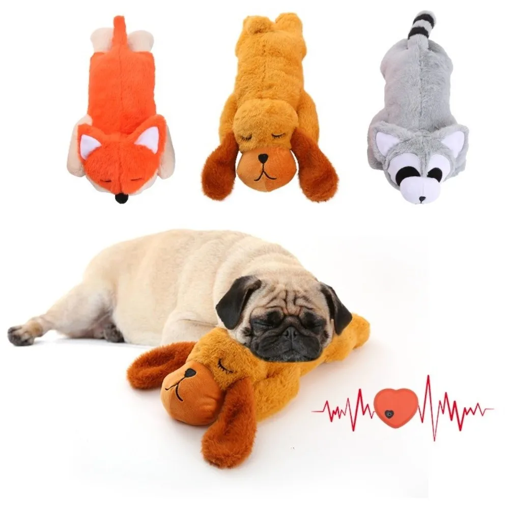 Heartbeats Simulator Sleep Aid Doll Realistic Calming Heartbeats Sound Dog Plush Toy Durable Snuggle Behavioral Training Toy
