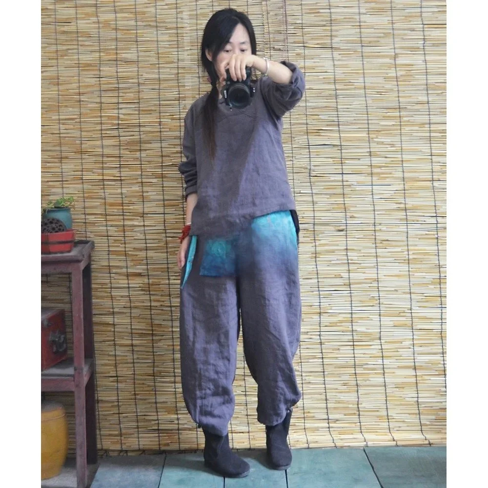 

Women's Vintage Flax Linen Blouse Ladies irt Quali Material Faionable Ladies' Top Other Material 00%