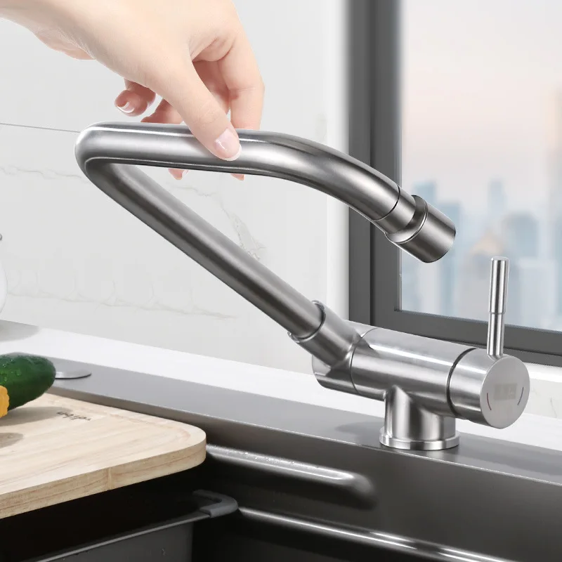 نوع قابل للطي، صنبور، ساخن وبارد، مطبخ، نافذة داخلية، حوض خضروات، ستانلس ستيل، حوض