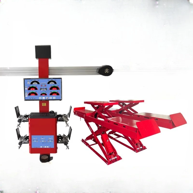 3D car four-wheel aligner big scissors four-post lift tire shop auto repair shop four-wheel alignment tool
