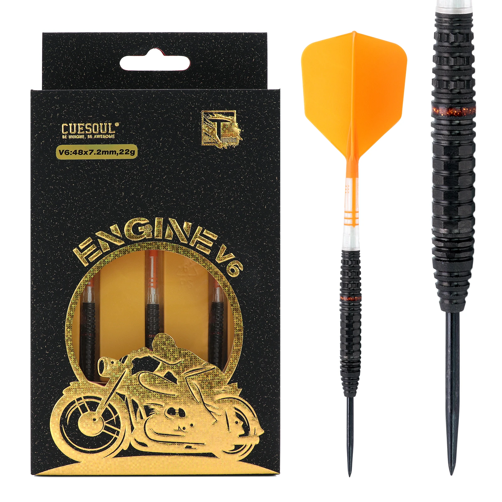 

CUESOUL ENGINE 21/22/23g Steel Tip 90% Tungsten Dart Set with Oil Paint Finished and Unifying ROST T19 CARBON Flight