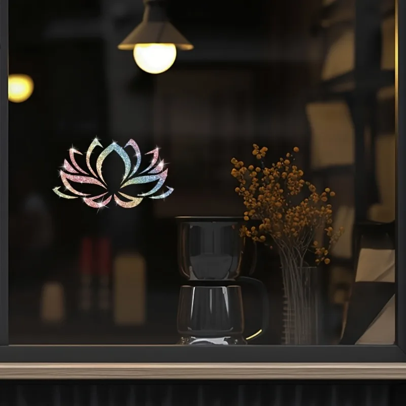 1 قطعة تقليد الماس بريق لوتس نمط ملصقات نافذة مقاوم للماء للمرايا الزجاجية أبواب الثلاجة شارات الفينيل المحمول #4