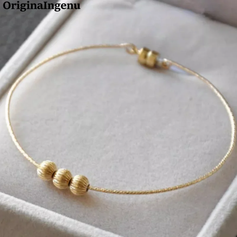 Handmade 14K Gold Filled Beaded Bangle Bracelet 1mm Thin Wire  Stacking Bracelet Personalized Tarnish Resistant Jewelry
