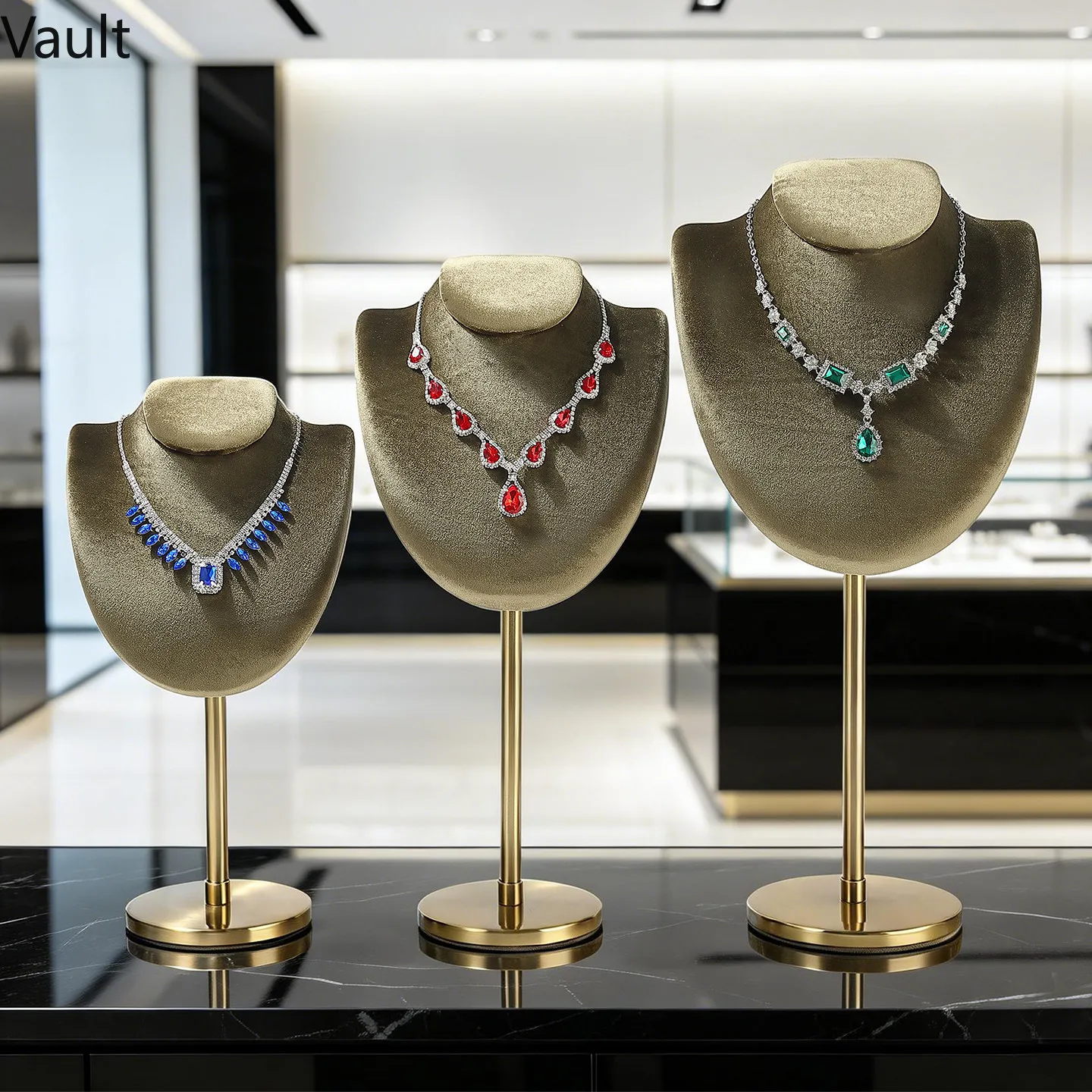 Hot Sale Mannequin Necklace Display Stand, Ramadan Gift Metal Base Neck Form Holder, Counter Showcase Prop for Pendant