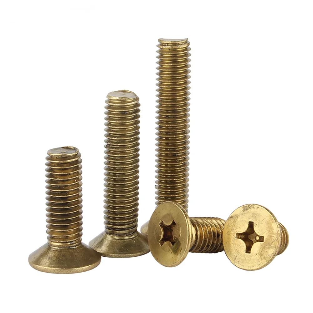 M2 M2.5 M3 M4 M5 M6 M8  Flat Heads Cross Recessed Screws Length 4mm-60mm Brass Flat Countersunk Head Phillips Screw Bolt