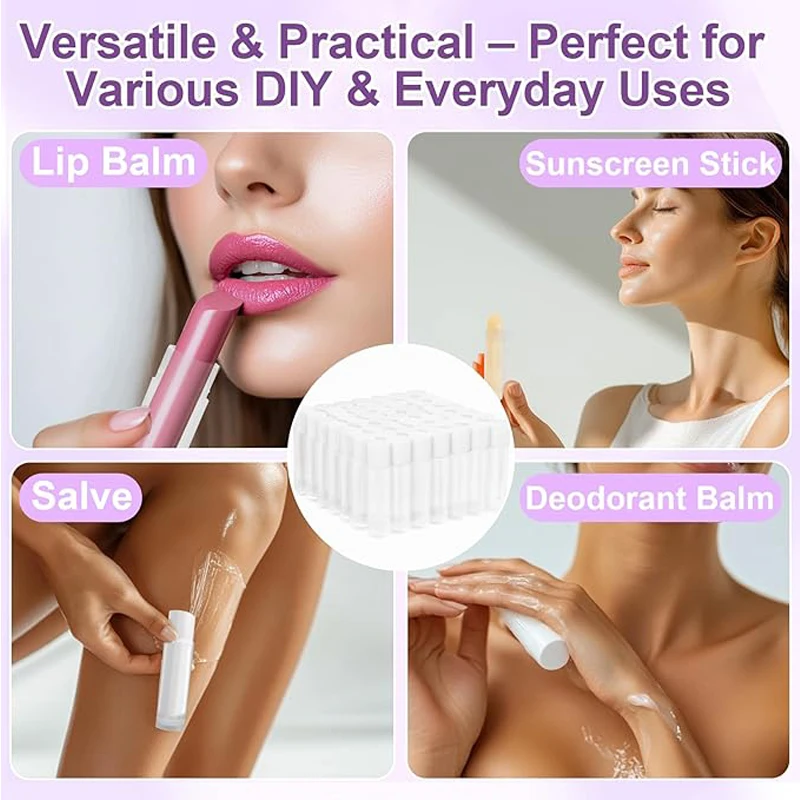 100Pcs Mini Empty Plastic Lip Balm Tubes Bottles Refillable 5g/5ml Lip Gloss Tubes Containers Lipstick Tubes For DIY Chapsticks