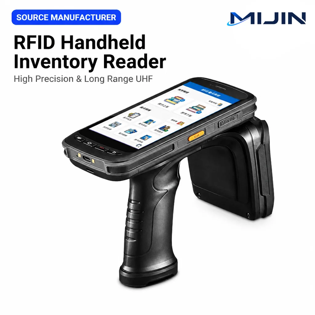 Android UHF RFID Sled Reader For Long Range (Up 12m) Access Control Card Reader Read/Write For Warehouse Logistics