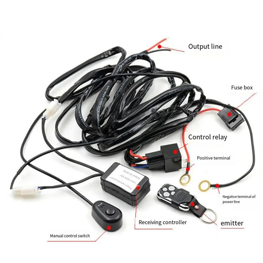 

12V/24V 1200W Controllable High Power Relay Switch Wire Group Remote Control LED Light Bar Wire Cable Remote Control Switch