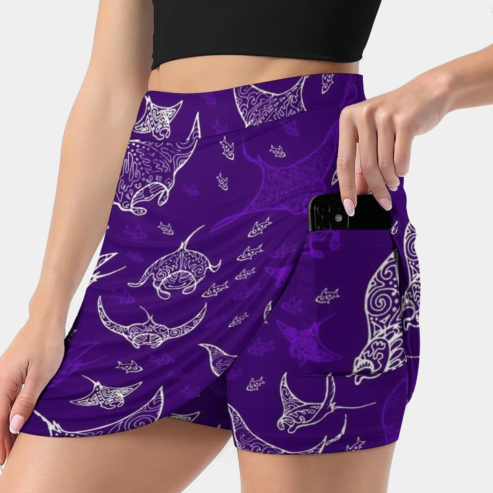 Manta Ray And Fish Women's skirt Mini Skirts A Line Skirt With Hide Pocket Sea Animal Fish Marine Ocean Nature Ray Water