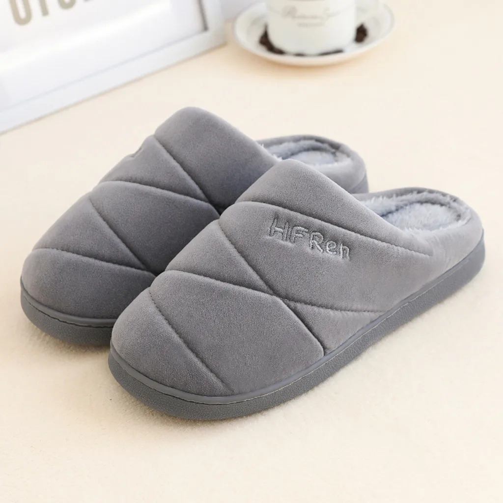 Men Slippers Winter And Autumn Male Short Plush Slipper Home Bedroom Indoor Shoes For Men Male Floor Striped Slippers