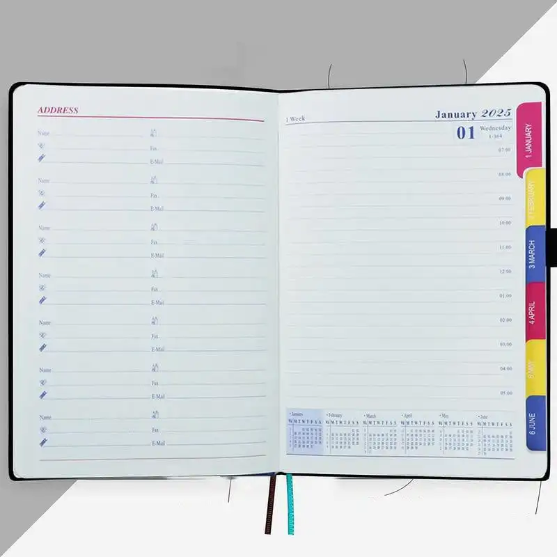 2025 One Day One Page Daily Planner 12 Months A5 Agenda Notebook Weekly Time Management Plan Diary Notepad