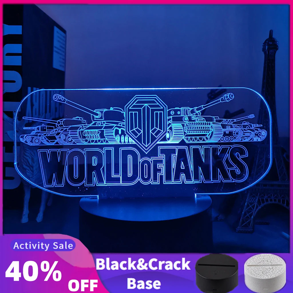 PC Game World of Tanks 3D LED Night Light illusion Novelty Sleep Table Desk Lamp Boy Kid Birthday Christmas Lamp Home Decor Gift