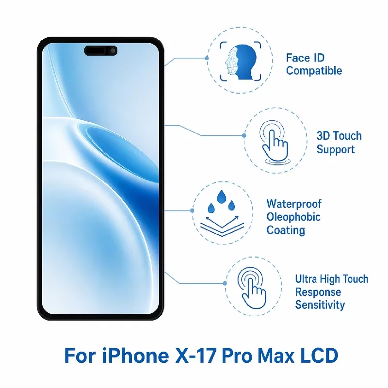 Pantalla OLED X LCD para iPhone XS MAX 11 Pro Display 3D Touch Screen Replace para 12 13 Min con 16 17 Screen 14 Plus Display 15 Pro Max 3