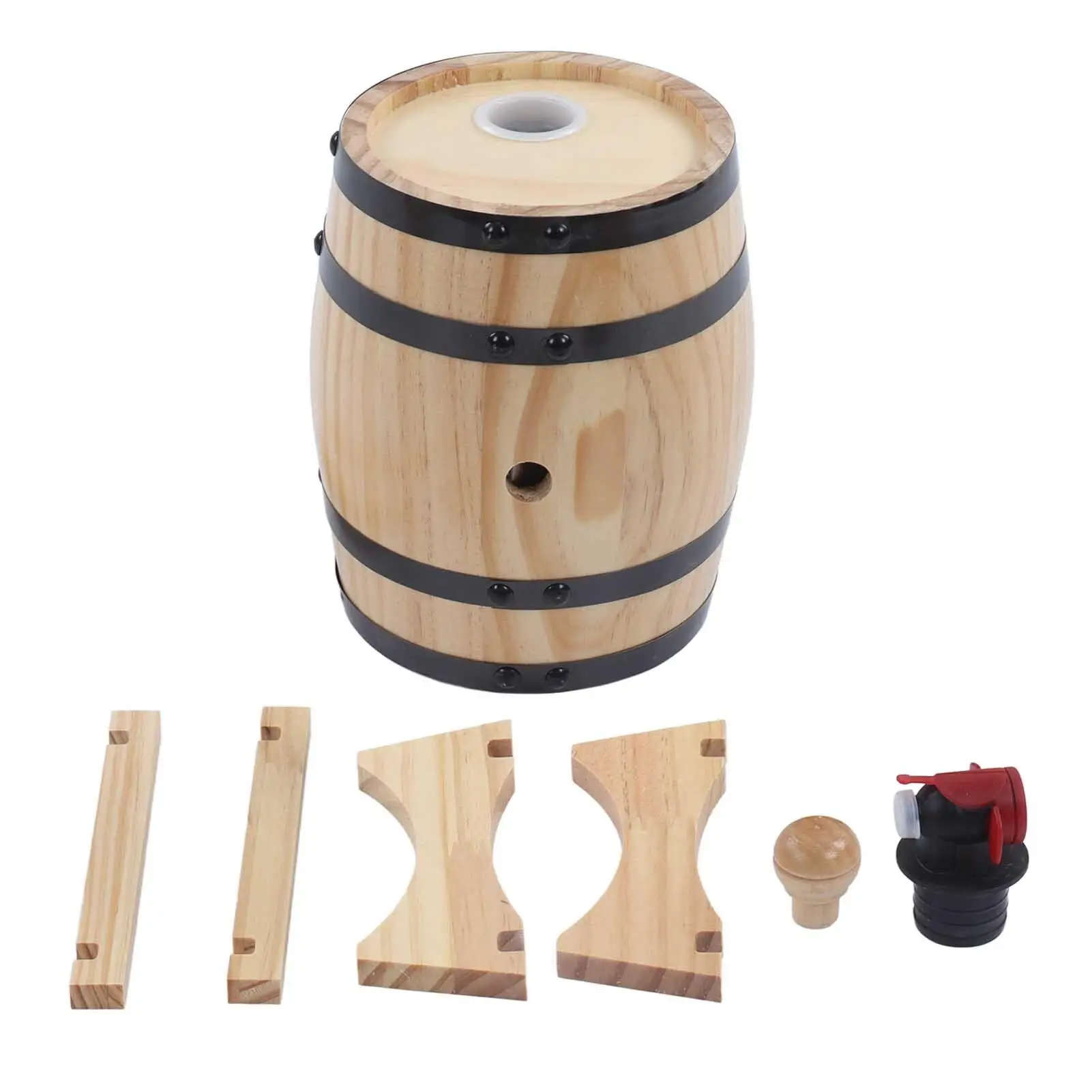 

1L 3L 5L Pine Wood Wine Barrel Dispenser with Stand - Ideal for tequila , Whiskey, Beer & Barbecue Parties