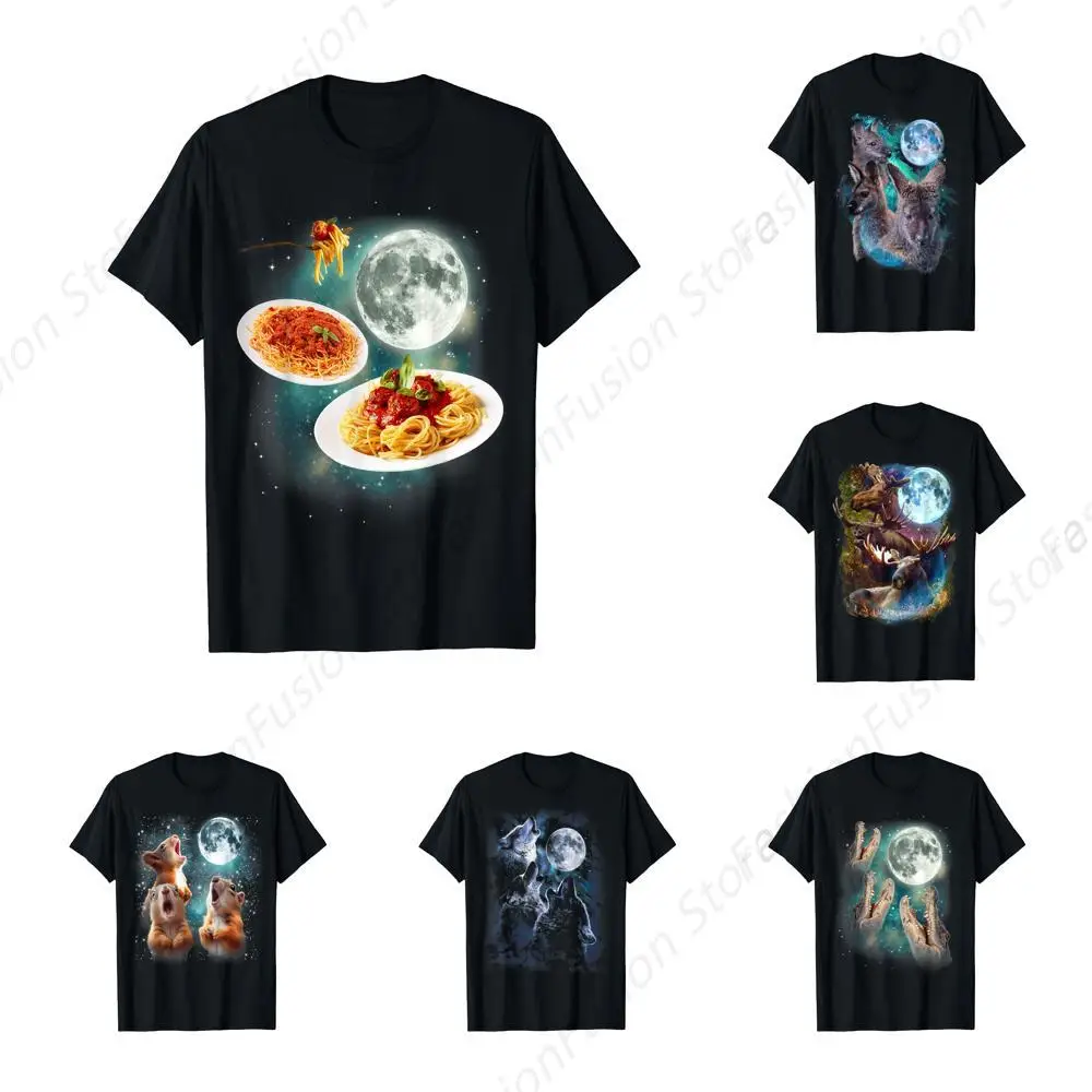 3 Moon and Funny Kangaroo Graphic Art Novelty T-Shirt Funny Tshirt Cotton Crewneck Short Sleeves for Daily Outdoor Tee Tops