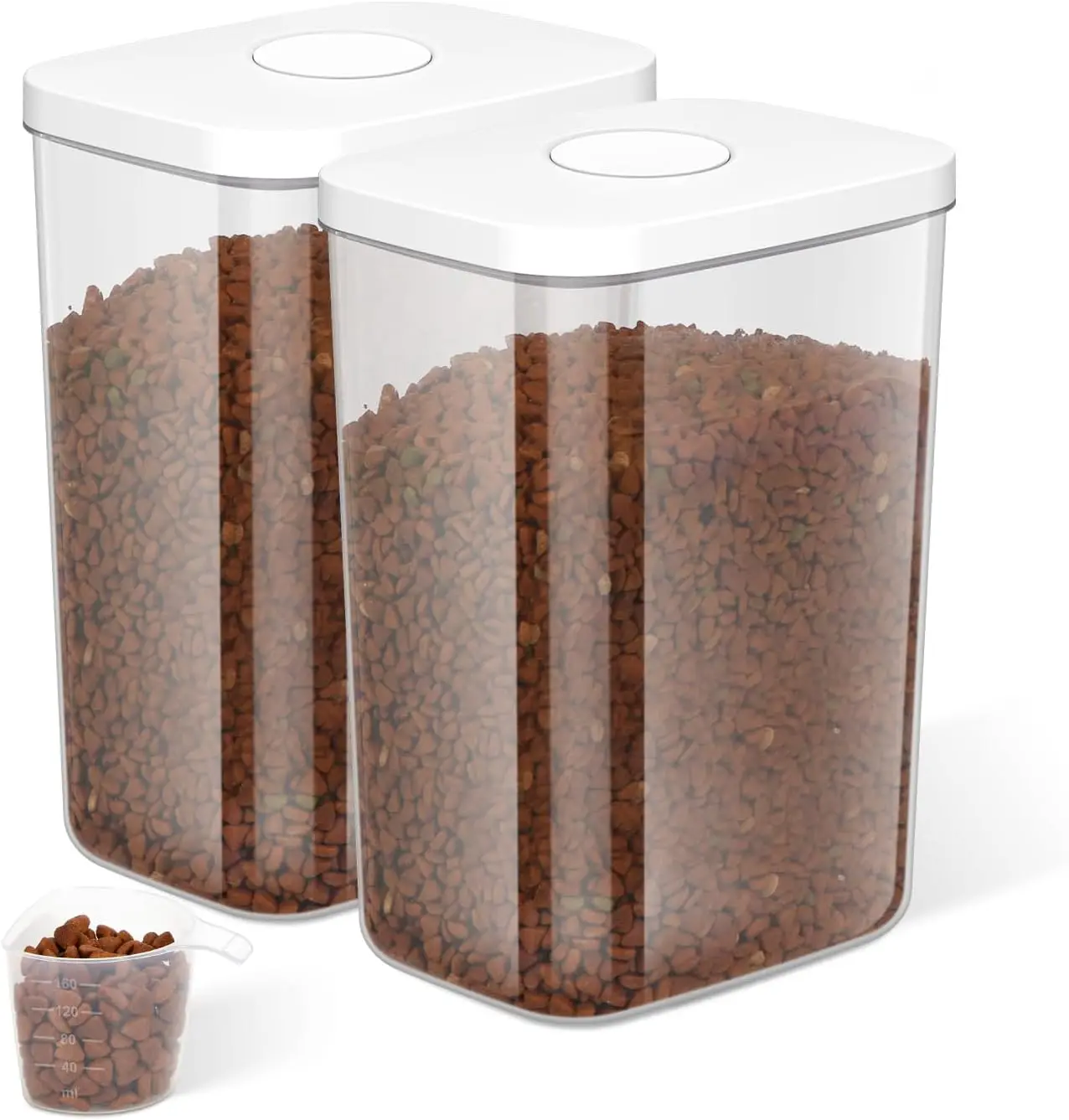 

Airtight Pet Food Storage Container 6Qt, BPA-Free Clear Dog Cat Food Bin with Measuring Scoop, Stackable Dry Food Storage for Pantry, 2-Pack