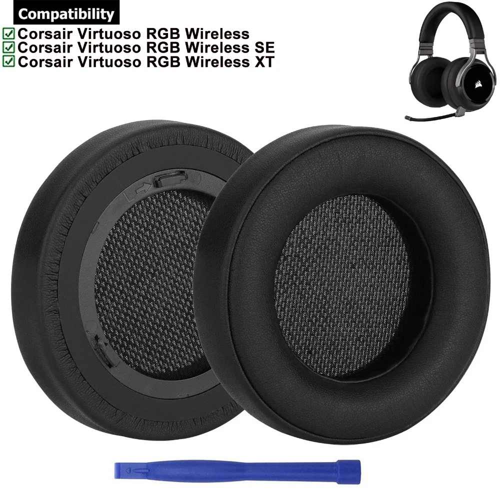 استبدال بروتين الجلود وسادات الأذن بطانة للأذن غطاء الوسادة ل Corsair فيرتوسو RGB اللاسلكية SE XT سماعات رأس للألعاب سماعات