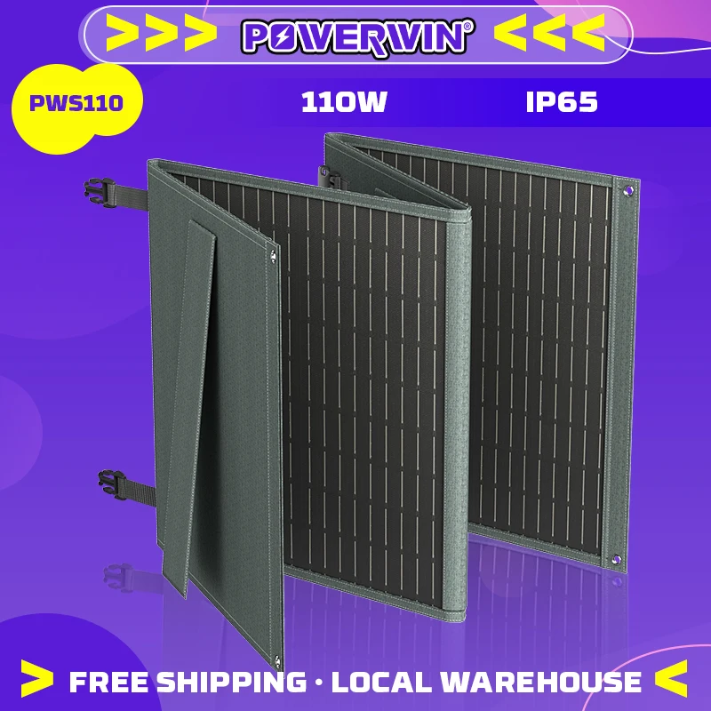 

POWERWIN PWS110 Foldable Solar Panel Series/Parallel 24% Efficiency Durable Voltage Regulator Fast QC Output RV 110W ETFE IP65