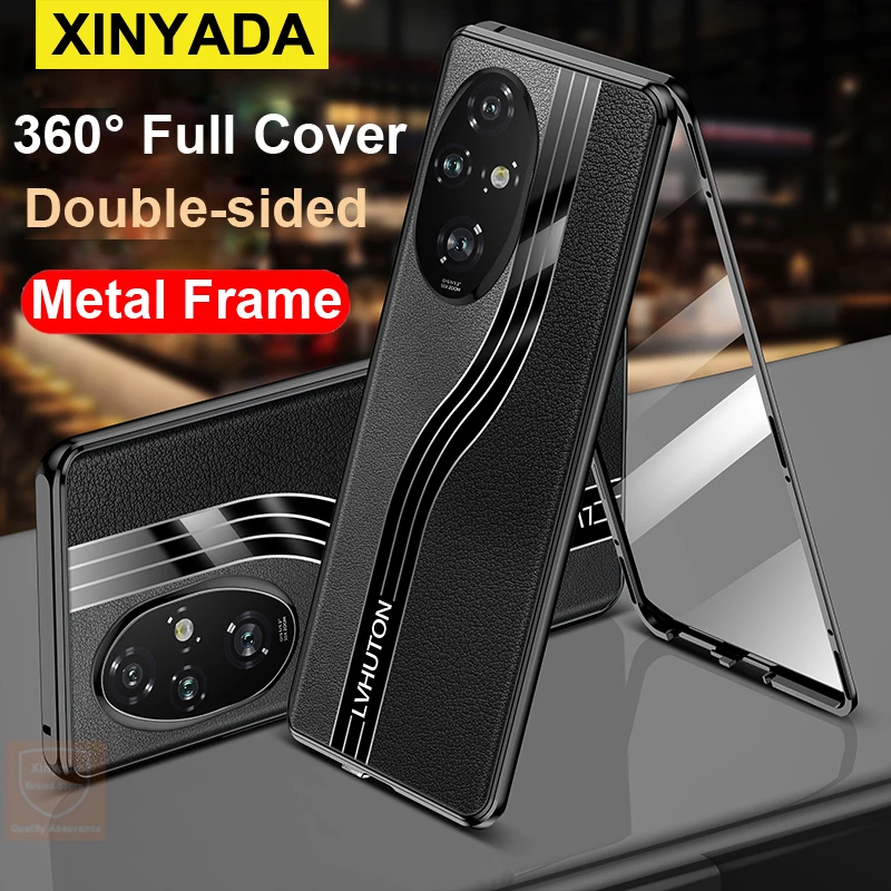 Imagem -02 - Telefone de Vidro Temperado para Honor 200 Pro Flip Bumper Couro Capas de Metal Shell Dupla Face Tampa 360 Case de