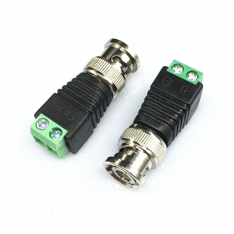 10pcs Male Metal BNC Connector with DC Connector Plug Screw Terminal  UTP Video Balun for CCTV Surveillance Camera CCTV system