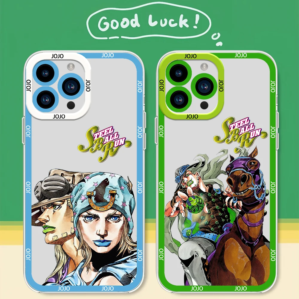 Anime J-JOJO Steel Ball Run Phone Case for Samsung S24 S23 S22 S21 A55 A54 FE PLUS ULTRA Transparent Bezel Cover