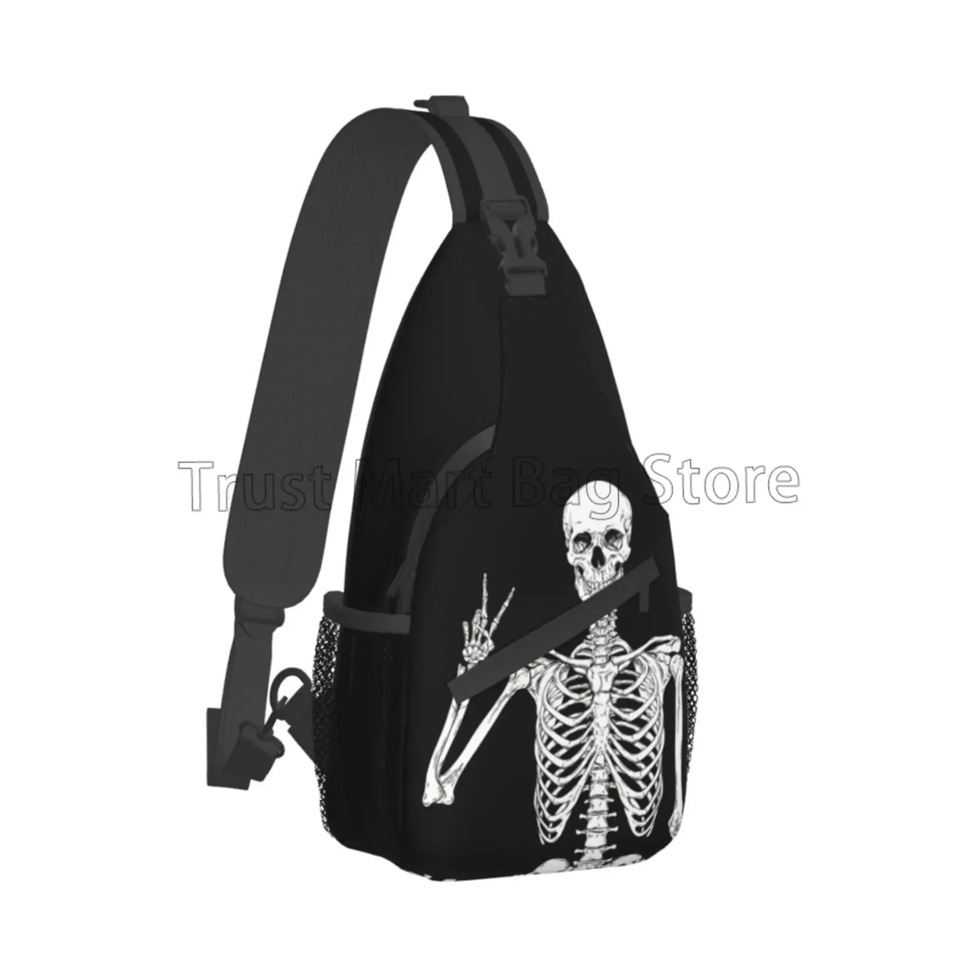 Funny Skull Sling Bag Women Men Backpack Crossbody Bag Travel Hiking Casual Sport Climbing Runners Daypack Waterproof