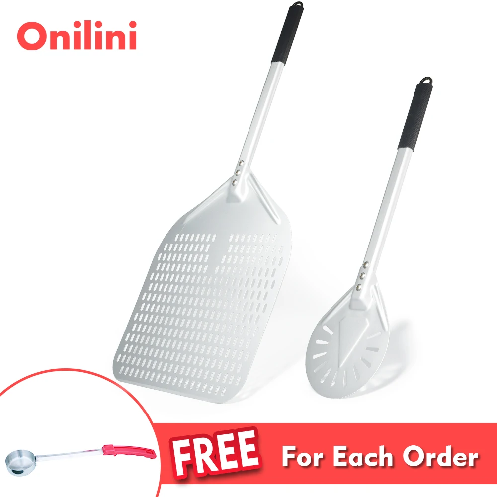 Onilini Anodized 12/13/14 inch Pizza Peel Set Perforated Rectangular Pizza Shovel Pizza Paddle 7/8/9“ Round Pizza Turning Peel