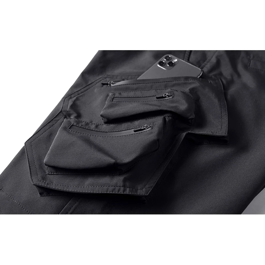 Black Shorts Men Techwear Pocket Cargo Short Pants Summer Streetwear Harajuku Shorts Male Tactical Function Shorts