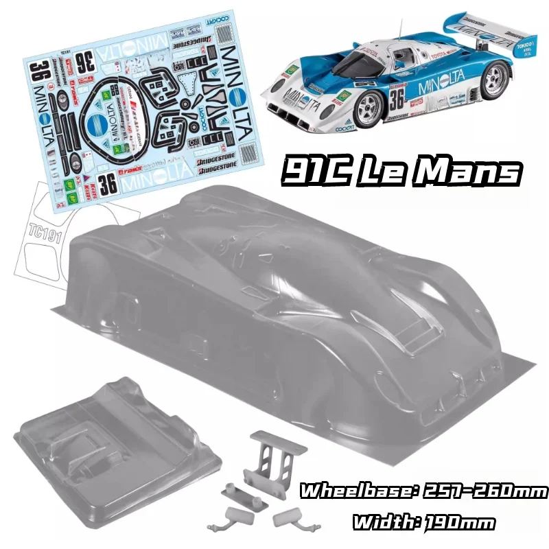 1/10 PC RC shell Classic 91C Le Mans Touring Car 190mm width car Transparent shell body lampshade For 3RAICNG mst yokomo hpi hsp