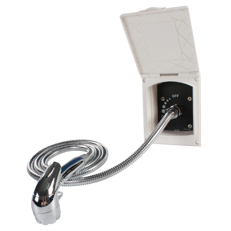 

HEYRV Exterior Quick Connect Sprayer With Hose Exterior Spray Box Kit White Color Shower Box Black RV Water Inlet Hatch
