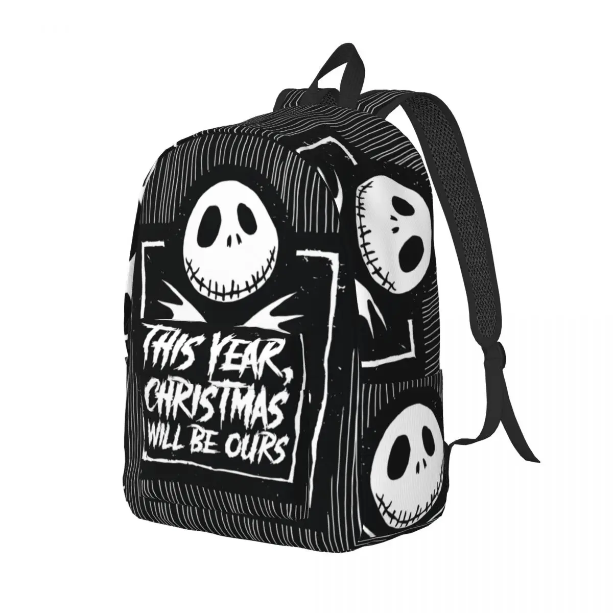 Custom 3D Printing Sally And Jack The Nightmare Before Christmas Canvas Backpack for Christmas Will Be Ours Skull  Bags