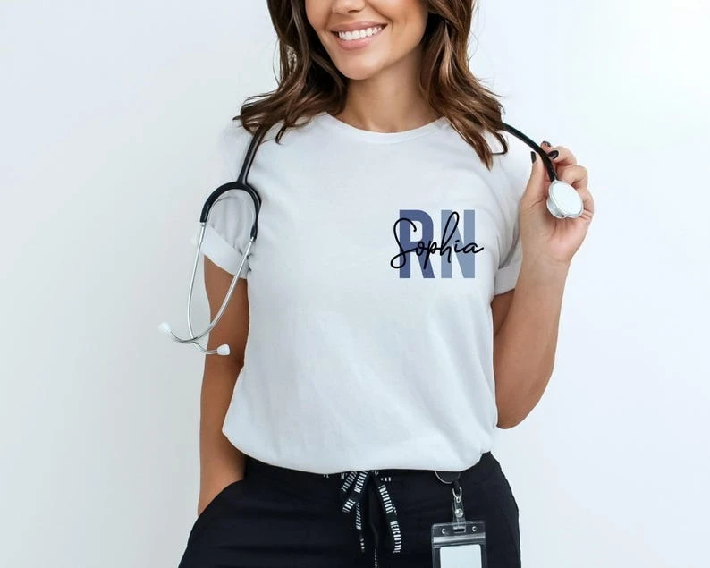 

Personalized Name RN Shirt Registered Nurse Gift for Women Men Fashion Nurse Appreciation Gift Casual Nurse Life T-shirts
