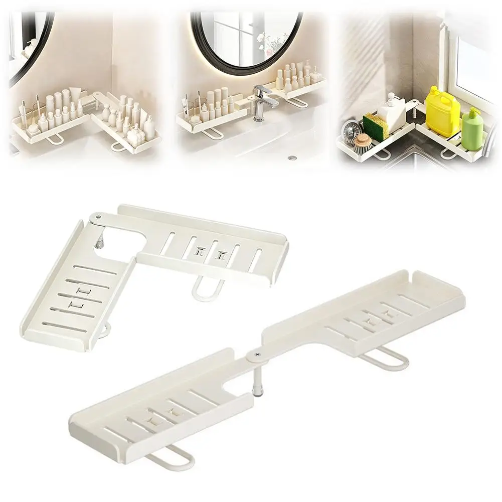 Faltbares Eckregal für Badezimmer, Wasserableitung, einfaches Regal für Armaturen, universeller Organizer ohne Bohren, Waschtisch-Aufbewahrung – Detail 1