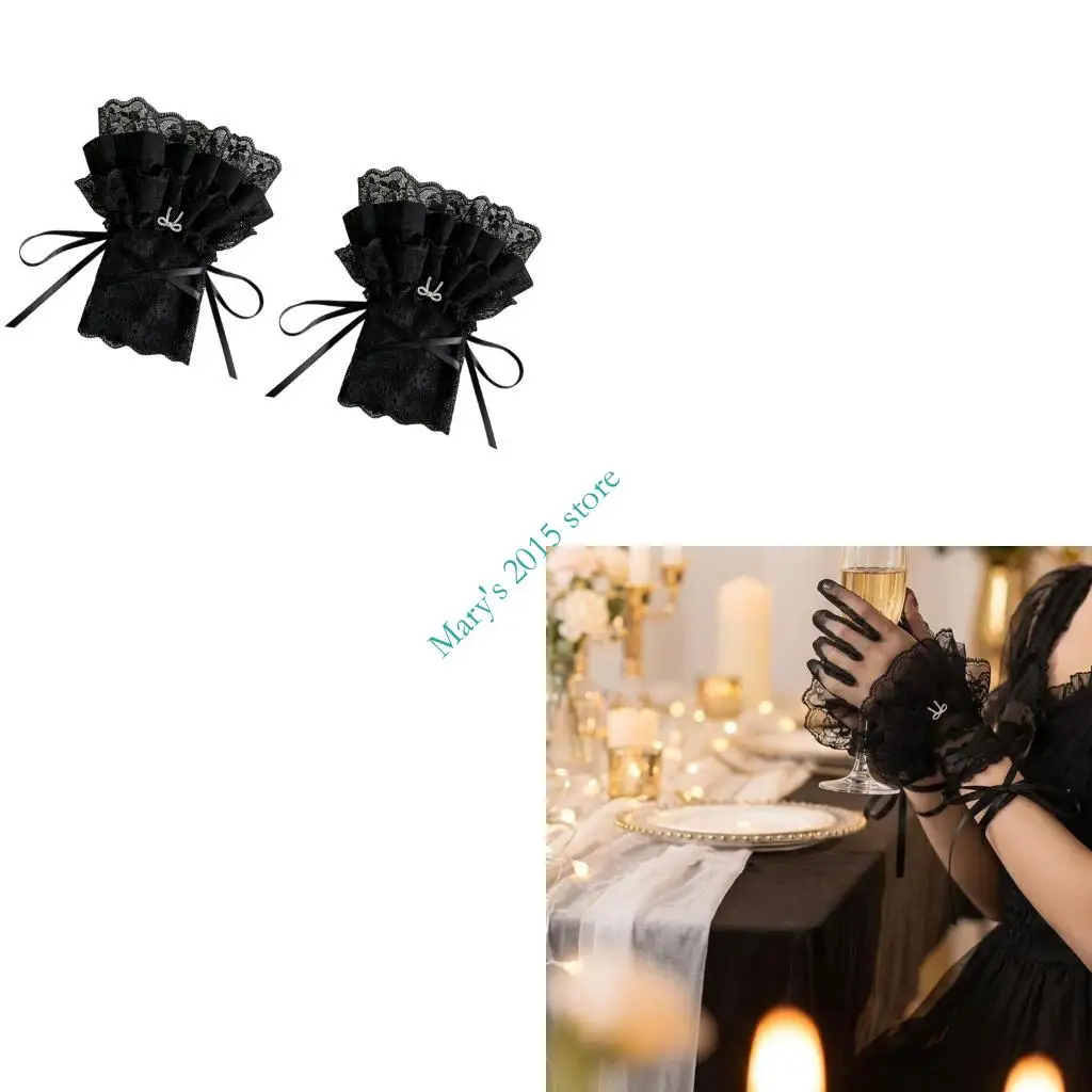 

Elegant Lace Sleeves Wristband For Nails Art Photography Soft Floral Fabric Comfortable Elastic Wrist Covers