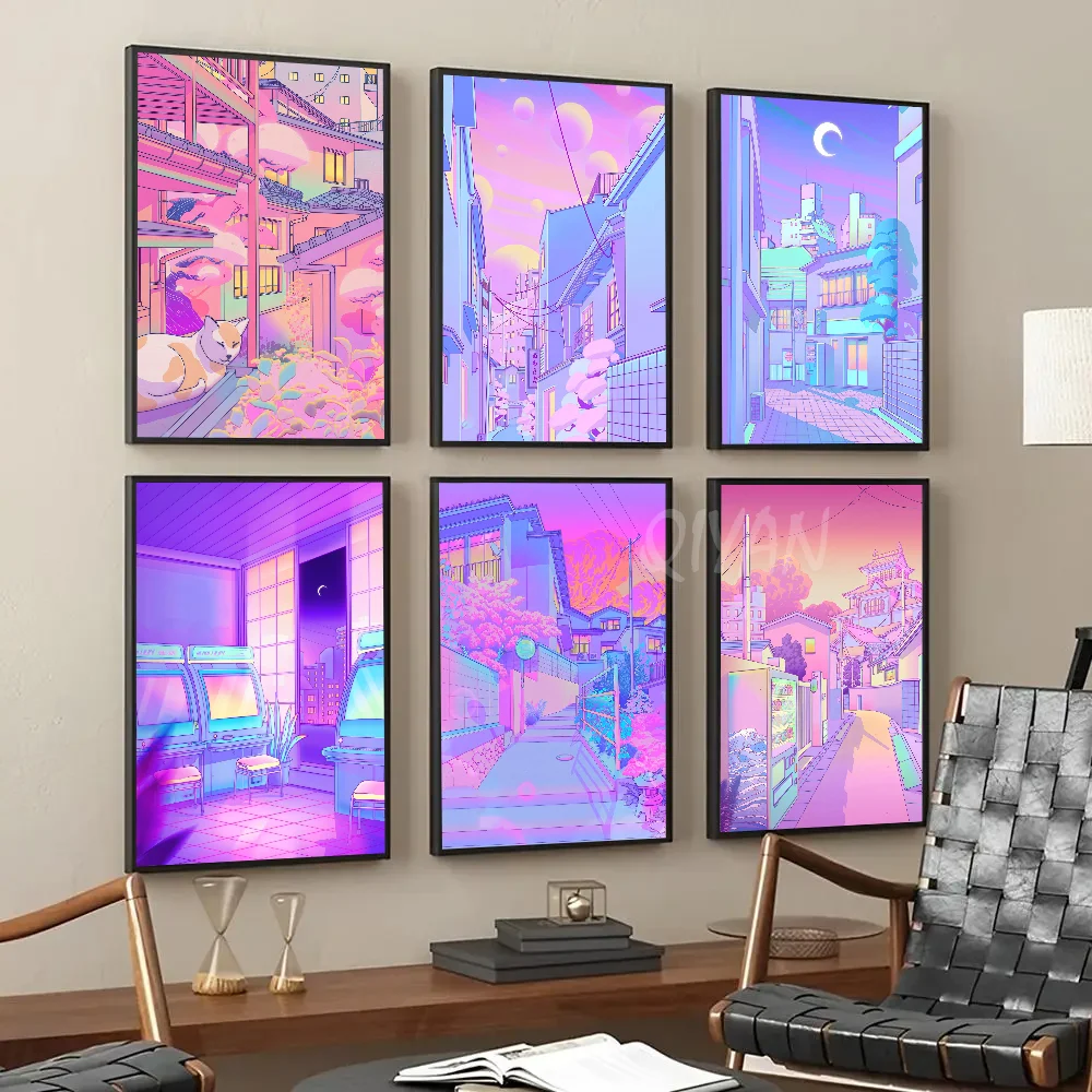 

Night City Pop Kyoto Poster Paper Print Home Living Room Bedroom Entrance Bar Restaurant Cafe Art Painting Decoration