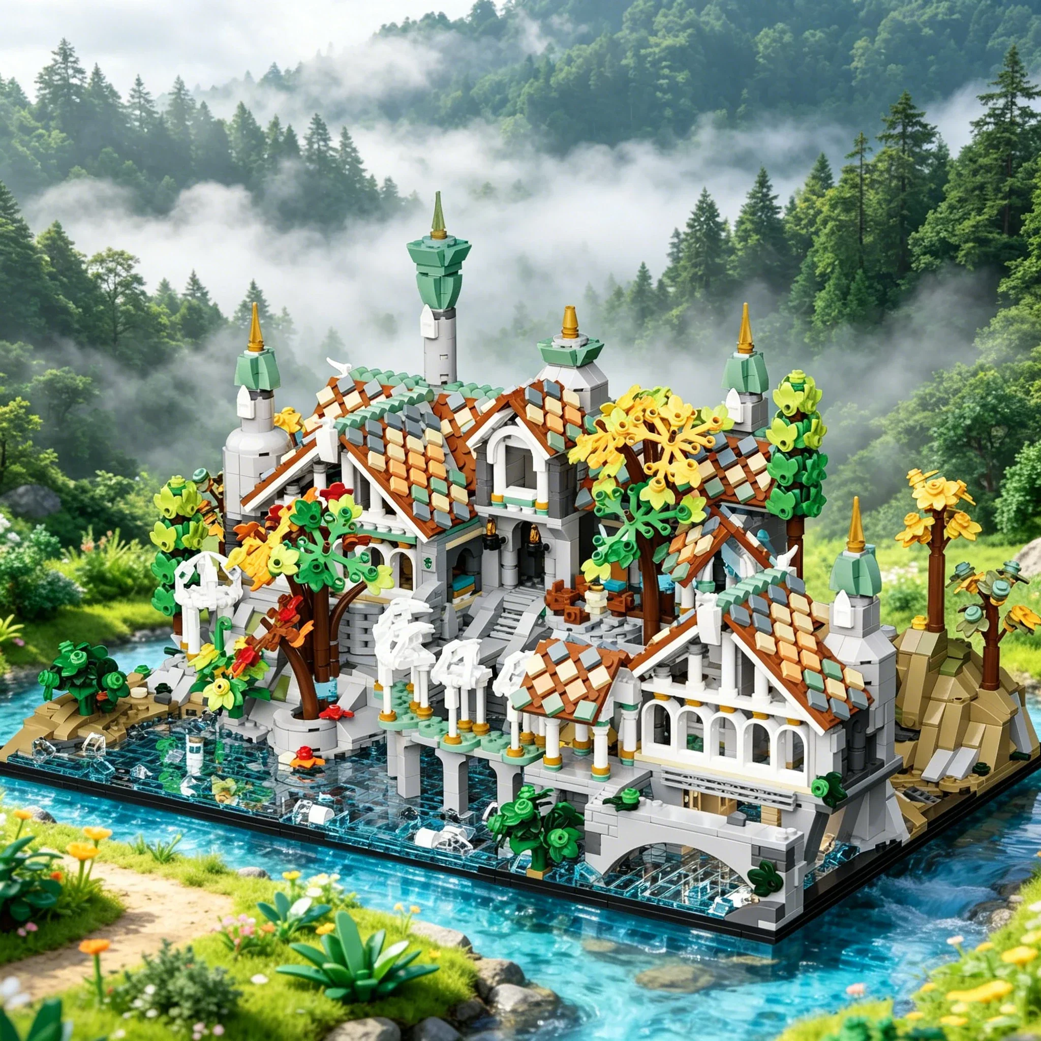 

3337PCS Viewing Platform Castle Building Blocks Medieval Fantasy World Landscape Model Bricks Desktop Ornaments Toy Holiday Gift